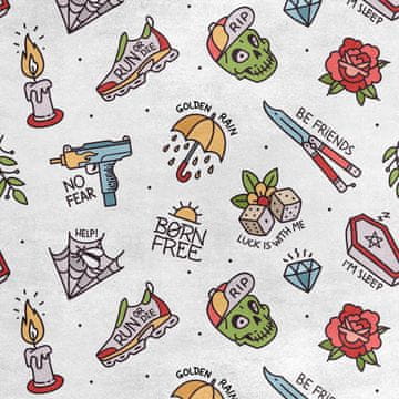 Royal Samt Stoff Polyester Zum Nähen - Motiv Old School Muster