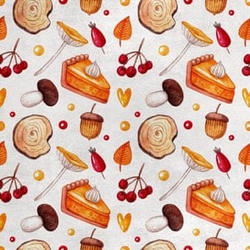 Royal Samt Stoff Polyester Zum Nähen - Motiv Kuchen und Geschenke des Waldes