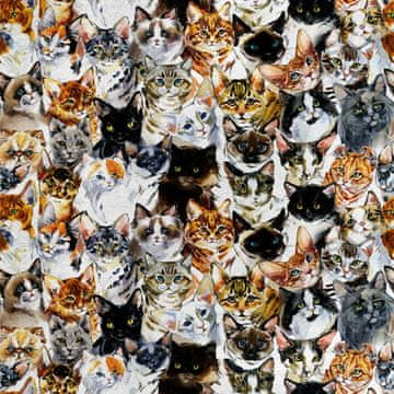 Royal Samt Stoff Polyester Zum Nähen - Motiv gemalte Katzen