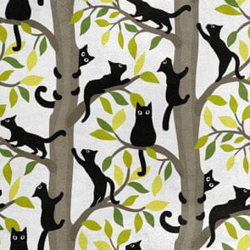 Royal Samt Stoff Polyester Zum Nähen - Motiv schwarze Katze auf einem Baum