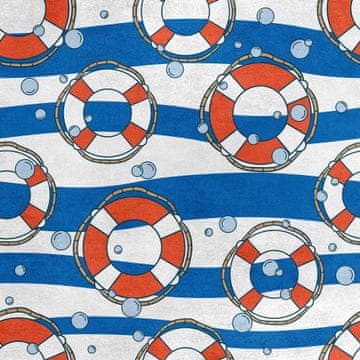 Royal Samt Stoff Polyester Zum Nähen - Motiv Rettungsringe auf der Welle