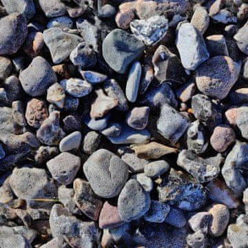 Royal Samt Stoff Polyester Zum Nähen - Motiv Steine am Strand