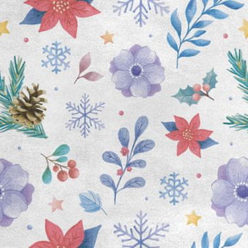 Royal Samt Stoff Polyester Zum Nähen - Motiv Winterblumen Tannenzapfen
