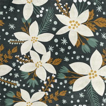 Royal Samt Stoff Polyester Zum Nähen - Motiv Winterblumen