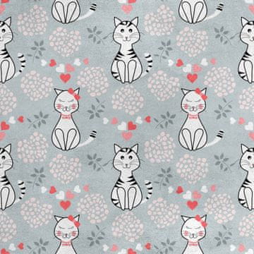 Royal Samt Stoff Polyester Zum Nähen - Motiv Kätzchen und Herzen
