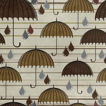 Royal Samt Stoff Polyester Zum Nähen - Motiv Regenschirme im Regen