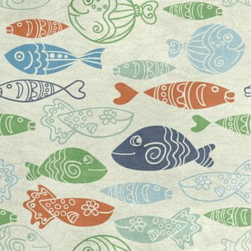 Royal Samt Stoff Polyester Zum Nähen - Motiv Gezeichneter Fisch
