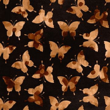 Royal Samt Stoff Polyester Zum Nähen - Motiv Schmetterlinge auf dunklem