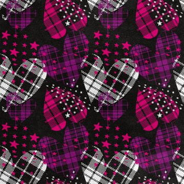Royal Samt Stoff Polyester Zum Nähen - Motiv karierte Herzen