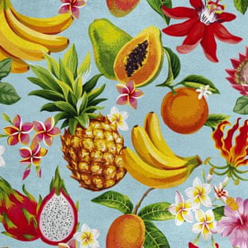 Royal Samt Stoff Polyester Zum Nähen - Motiv Exotische Früchte