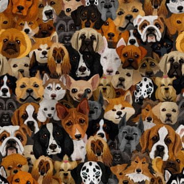 Royal Samt Stoff Polyester Zum Nähen - Motiv Hunde verschiedener Rassen 2