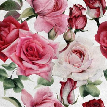 Royal Samt Stoff Polyester Zum Nähen - Motiv Rosen auf weißem 2