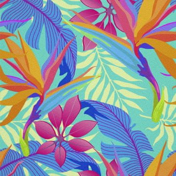 VANJSKI DEKOSTOFFE OXFORD - Motiv Blätter blauer Hintergrund I DX178