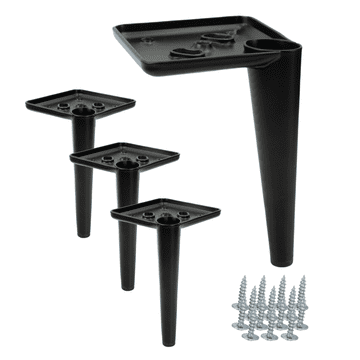 BB Set od 4 noge za namještaj, klin, crna mat, visina 15 cm
