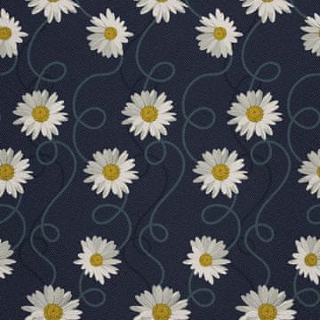 VANJSKI DEKOSTOFFE OXFORD - Motiv Gänseblümchen auf marineblauem I DX638