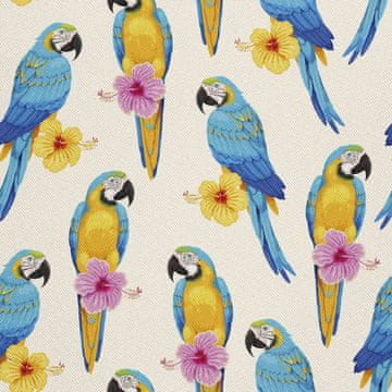 VANJSKI DEKOSTOFFE OXFORD - Motiv blau-gelbe Papageien I DX707