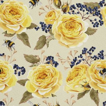 VANJSKI DEKOSTOFFE OXFORD - Motiv gelbe Rosen I DX447