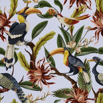 VANJSKI DEKOSTOFFE OXFORD - Motiv exotische Vögel I DX301