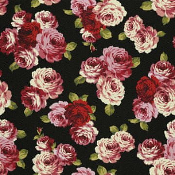 VANJSKI DEKOSTOFFE OXFORD - Motiv Rosen auf schwarzem