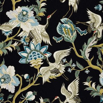 VANJSKI DEKOSTOFFE OXFORD - Motiv Kranich und Blumen