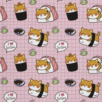 OUTDOOR DEKOSTOFFE OXFORD - Motiv Shiba-Inu-Sushi s Wasabijem