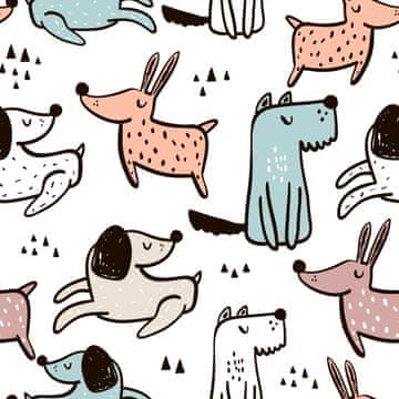 VANJSKI DEKOSTOFFE OXFORD - Motiv gezeichnete Hunde I DR099