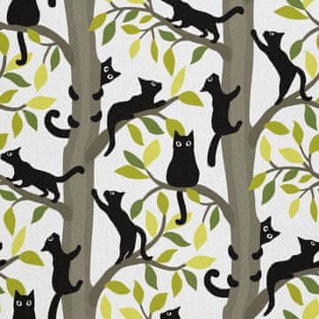 OUTDOOR DEKOSTOFFE OXFORD - Motiv schwarze Katze auf einem Baum