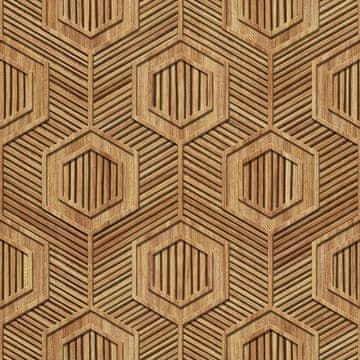 VANJSKI DEKOSTOFFE OXFORD - Motiv geschnitztes Holz 2