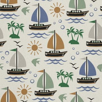 VANJSKI DEKOSTOFFE OXFORD - Motiv Palmen Segelboot Sonne