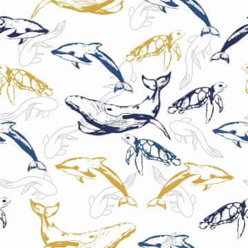 VANJSKI DEKOSTOFFE OXFORD - Motiv Wale, Schildkröten, Delfine I DR237