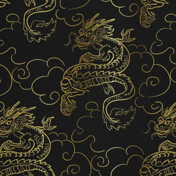 OUTDOOR DEKOSTOFFE OXFORD - Motiv goldener Drache