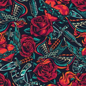 VANJSKI DEKOSTOFFE OXFORD - Motiv Rosen und Herzen mit Dornen I DR285
