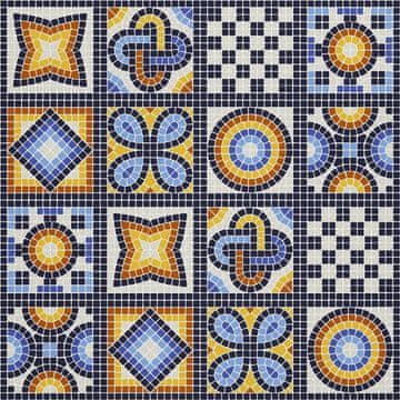 VANJSKI DEKOSTOFFE OXFORD - Motiv altes Mosaikmuster