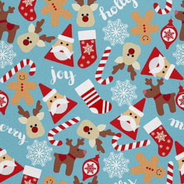 VANJSKI DEKOSTOFFE OXFORD - Motiv Weihnachten auf blauem