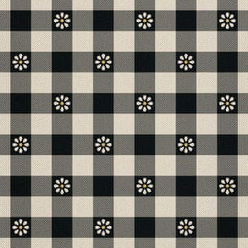 VANJSKI DEKOSTOFFE OXFORD - Motiv Blume auf kariertem Muster