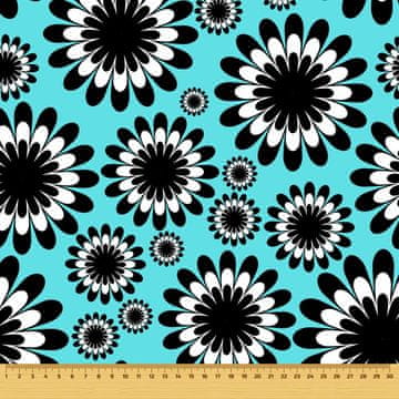 VANJSKI DEKOSTOFFE OXFORD - Motiv Schwarze und weiße Blumen I DR044