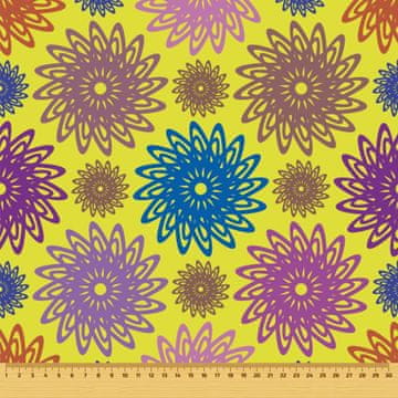 VANJSKI DEKOSTOFFE OXFORD - Motiv Blumen gezeichnet auf einem gelben I DR043