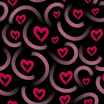 VANJSKI DEKOSTOFFE OXFORD - Motiv rosa Herzen auf schwarzem
