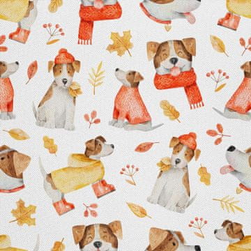 VANJSKI DEKOSTOFFE OXFORD - Motiv Hund in Herbstkleidung