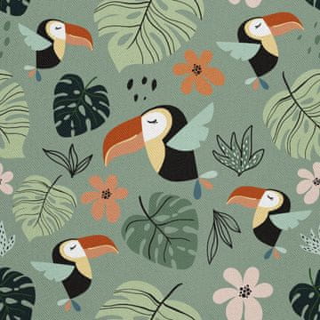 VANJSKI DEKOSTOFFE OXFORD - Motiv Tukan Blätter Blumen
