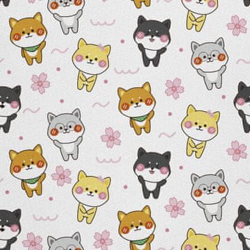 OUTDOOR DEKOSTOFFE OXFORD - Motiv shiba inu hunde mit blume