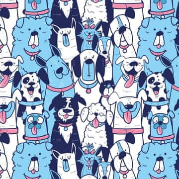 VANJSKI DEKOSTOFFE OXFORD - Motiv glückliche Hunde I DR146