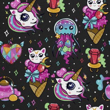 OUTDOOR DEKOSTOFFE OXFORD - Motiv verschiedene Kawaii-Elemente