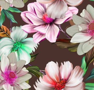 VANJSKI DEKOSTOFFE OXFORD - Motiv rosa Bluten auf braunem I DR120