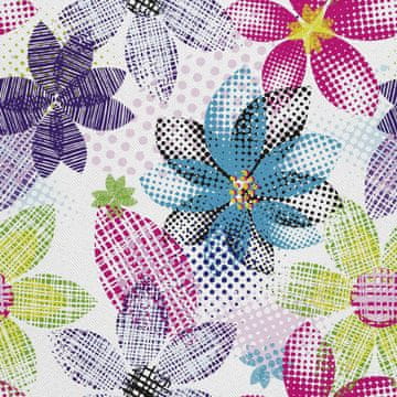 OUTDOOR DEKOSTOFFE OXFORD - Motiv Blumen in leuchtenden Farben