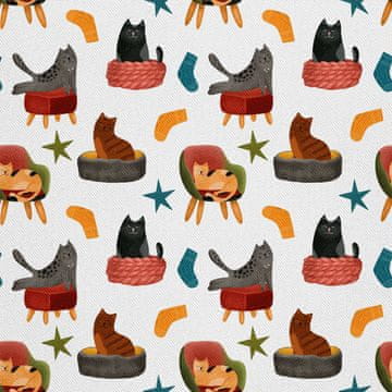 VANJSKI DEKOSTOFFE OXFORD - Motiv Katzen und Socken