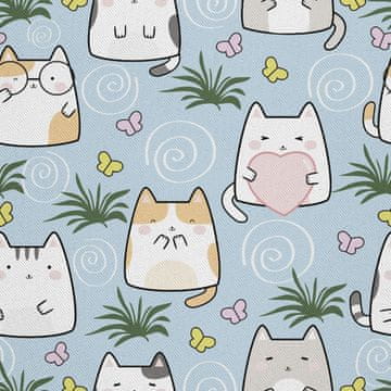 OUTDOOR DEKOSTOFFE OXFORD - Motiv süße kawaii katzen