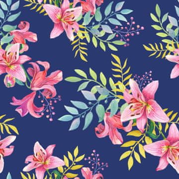 VANJSKI DEKOSTOFFE OXFORD - Motiv Rosen Lilien auf blauem I DR208
