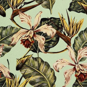 VANJSKI DEKOSTOFFE OXFORD - Motiv exotische Blumen und Blätter