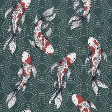 VANJSKI DEKOSTOFFE OXFORD - Motiv Koi-Karpfen auf der Welle
